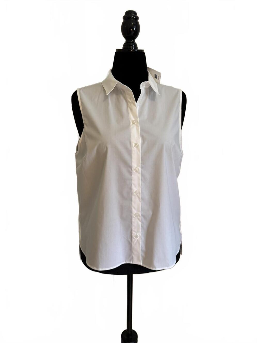 SPANX White Sleeveless Button-Front Blouse Size Large